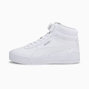 White Girls' Puma Carina Mid Youth Sneakers | PM743PYV
